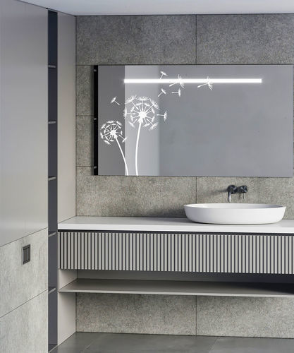 Panneau en verre à motif - Motif Pissenlit - Infiniglass - sablé / pour porte / pour meuble