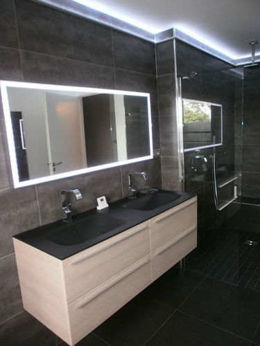 Miroir de salle de bain lumineux (LED) - Infiniglass - mural / pour hôtel / pour espace public