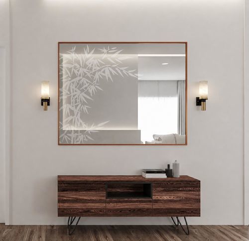 Panneau en verre avec sablage - BAMBOU - Infiniglass - à motif / miroir / coloré