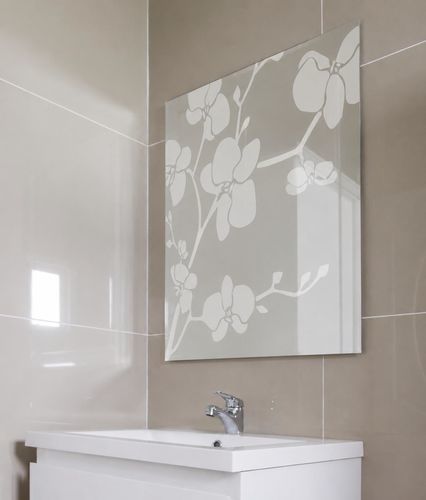 Panneau en verre avec sablage - ORCHIDÉE - Infiniglass - à motif / miroir / coloré