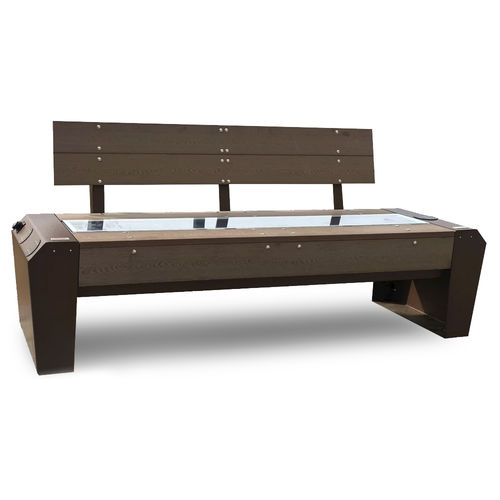 Banc public contemporain - SAMOTEC - LL53 - en plastique recyclé / en acier à revêtement par poudre / avec dossier