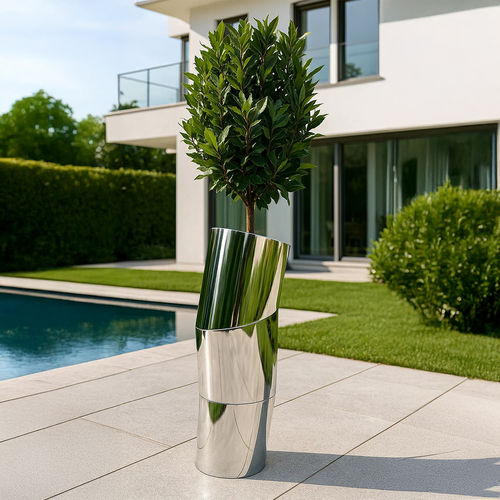 Jardinière en métal chromé - ZIG - LL53 - ronde / à haute résistance / durable