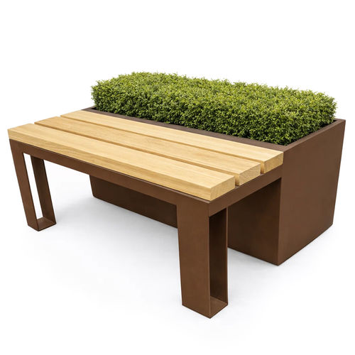 Jardinière en aluminium extrudé - NEMESI - LL53 - en acier inoxydable / en bois / rectangulaire