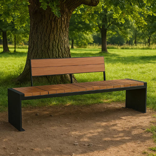 Banc public contemporain - BETA - LL53 - en plastique recyclé / en tôle d'acier / avec dossier