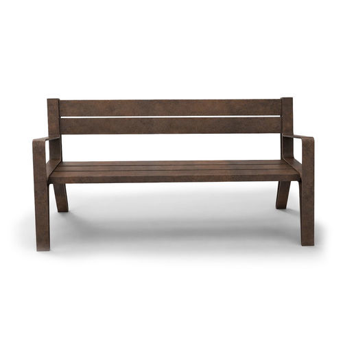Banc public contemporain - MEET - LL53 - en métal patiné / avec dossier / avec accoudoirs