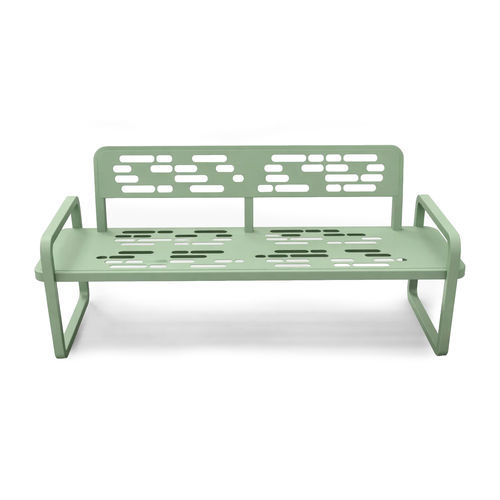 Banc public contemporain - ORION - LL53 - en tôle perforée / en acier à revêtement par poudre / avec dossier