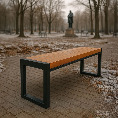 Banc public contemporain - EPOQUE - LL53 - en métal peint / en bois / sans dossier