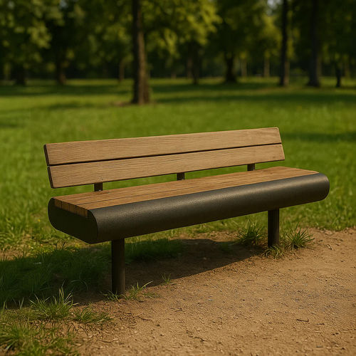 Banc public contemporain - MAO - LL53 - en métal / en bois massif / avec dossier