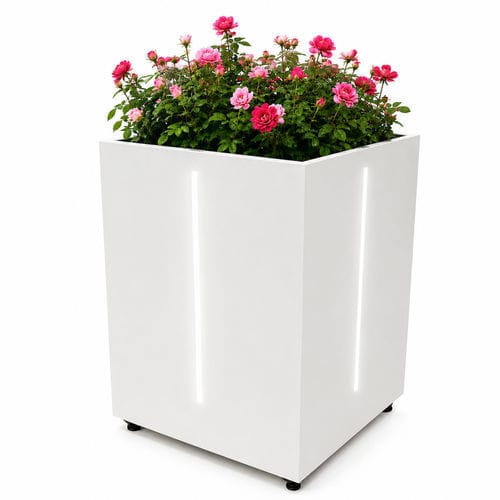 Jardinière en acier inoxydable - LED - LL53 - rectangulaire / résistante aux intempéries / durable