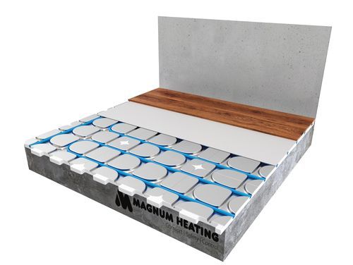 Chauffage au sol à eau chaude - HEATBOARD W - MAGNUM Heating España - résidentiel / pour plancher stratifié / avec panneau en polystyrène expansé