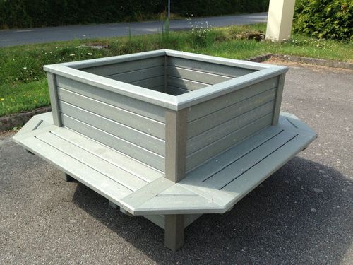 Jardinière en plastique recyclé - BAC À ORANGERIE - Urban'Ex - carrée / avec banc / contemporaine