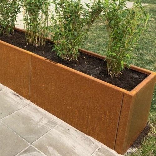 Jardinière en acier corten - CUBY - byJEMA - rectangulaire / sur mesure / contemporaine