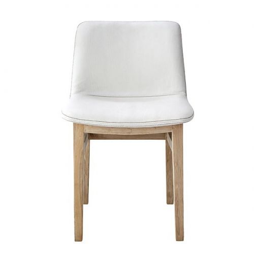 Chaise visiteur contemporaine - COCOON - BLEU NATURE - d'intérieur / en cuir / avec piètement en chêne