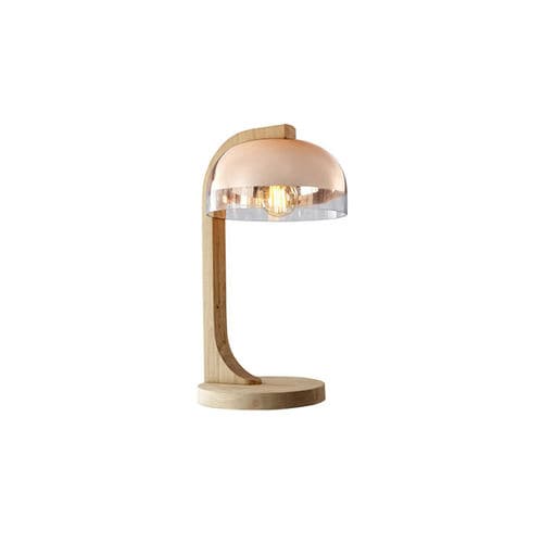 Lampe de table - COCOON - BLEU NATURE - en cuivre / en verre / en bois