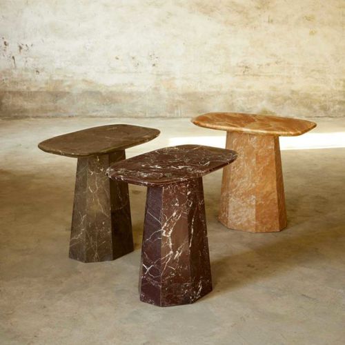 Table d'appoint contemporaine - KEESOG - BLEU NATURE - en marbre / avec piètement en marbre / rectangulaire