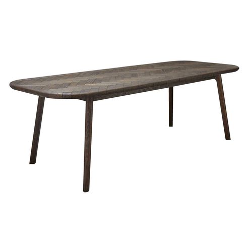 Table à manger contemporaine - MAHKAH - BLEU NATURE - en chêne / avec piètement en chêne / rectangulaire