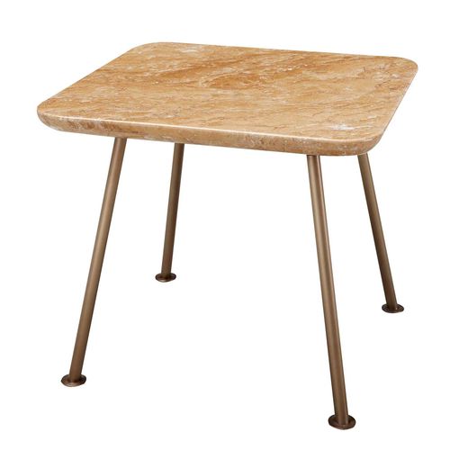 Table d'appoint contemporaine - YUTAPI - BLEU NATURE - en marbre / avec piètement en cuivre / carrée