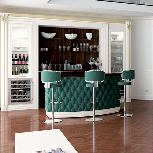 Comptoir de bar - EGO - BRUMMEL - en bois / en cuir / en arc de cercle