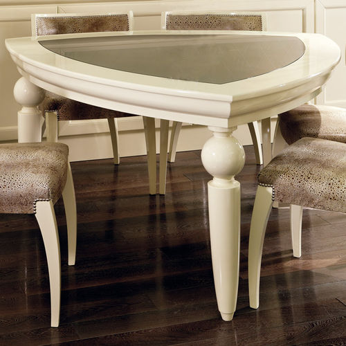 Table classique - JAIPUR - BRUMMEL - en verre / avec piètement en bois laqué / triangulaire