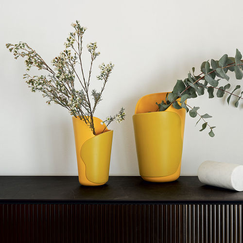 Vase contemporain - roche - calligaris - en céramique / bleu / jaune