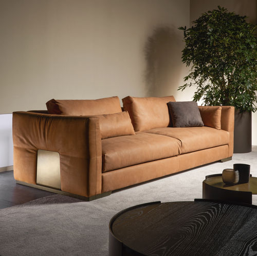 Canapé contemporain - MONTECARLO - CANTORI - en tissu / en cuir / gris