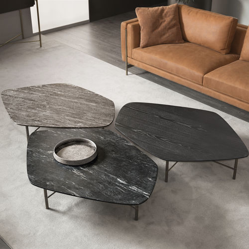 Table basse contemporaine - SHANGHAI  - CANTORI - en frêne / en marbre / avec piètement en fer