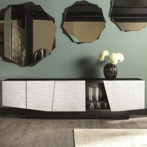 Buffet contemporain - PRISMA - CANTORI - en bois / en verre / à portes battantes