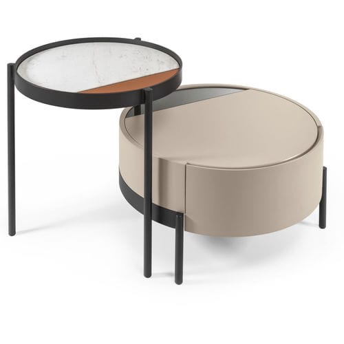 Table de chevet contemporaine - VALLEY - CANTORI - en bois / avec piètement en métal / ronde