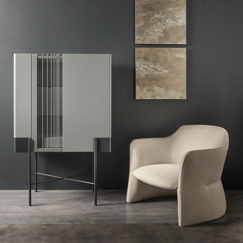 Meuble bar contemporain - Valley - CANTORI - en verre laqué / en métal / gris