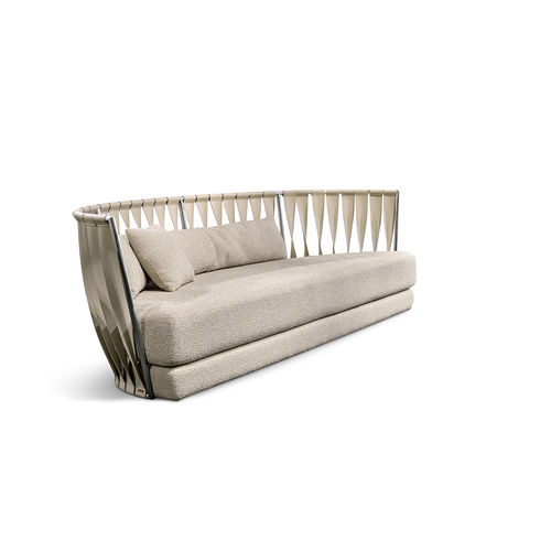 Canapé contemporain - TWIST - CANTORI - en cuir / beige / en fer