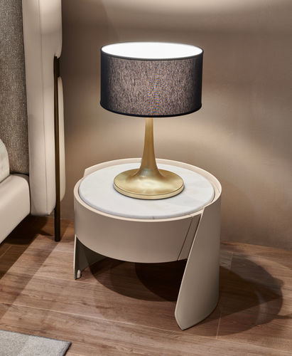 Table de chevet contemporaine - SHARON - CANTORI - en cuir / en métal / avec piètement en métal