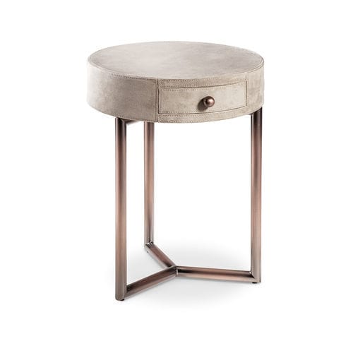 Table de chevet vintage - TEO - CANTORI - en cuir / en métal / en tissu