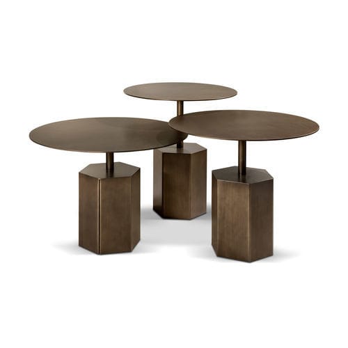 Table gigogne contemporaine - ESAGONO - CANTORI - en métal / avec piètement en métal / ronde
