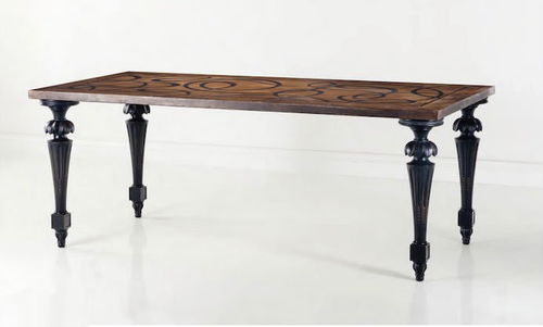 Table à manger de style - CHELINI 1898 : ART. 2145 + TOP ART. 6000 - CHELINI - en bois massif / avec piètement en bois massif / rectangulaire