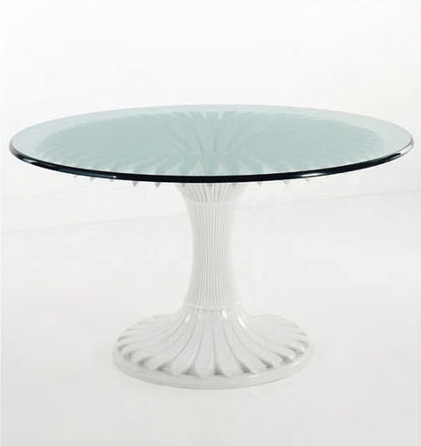 Table à manger de style - ART. 362 - CHELINI - en verre / avec piètement en métal / ronde