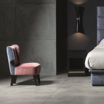Chauffeuse contemporaine - MIMOSA  - CHELINI - en tissu / grise / rose
