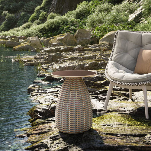 Table d'appoint contemporaine - PORCINI  - DEDON GmbH - en céramique / avec piètement en aluminium / avec piètement en fibres synthétiques