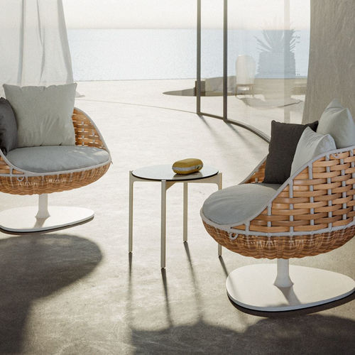 Table d'appoint contemporaine - IZON - DEDON GmbH - en verre / en stratifié / avec piètement en aluminium