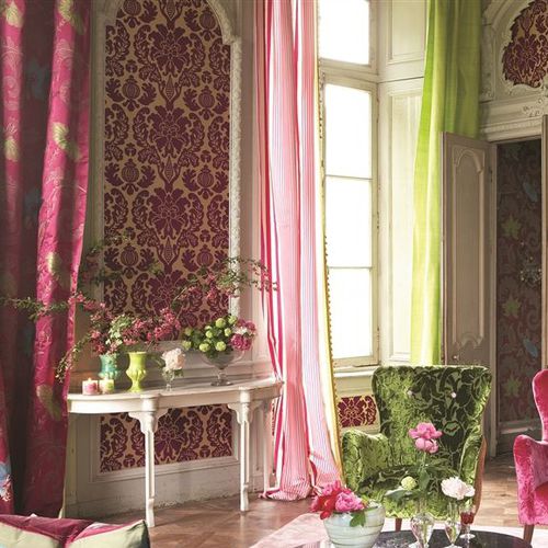 Tissu d'ameublement - ARIANA - DESIGNERS GUILD - pour rideaux / à rayures / à fleurs