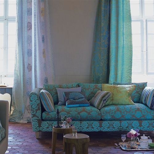 Tissu d'ameublement - MURANO - DESIGNERS GUILD - pour rideaux / à rayures / à fleurs
