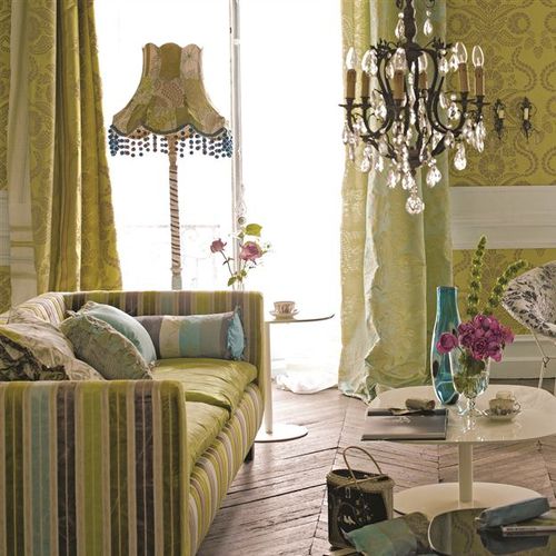 Tissu d'ameublement - ROQUELAIRE - DESIGNERS GUILD - pour rideaux / pour store enrouleur / à rayures