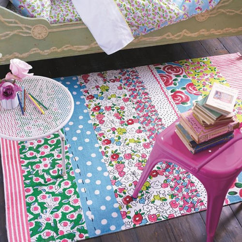 Tapis contemporain - DAISY STRIPE PEONY - DESIGNERS GUILD - à motif / en coton / rectangulaire