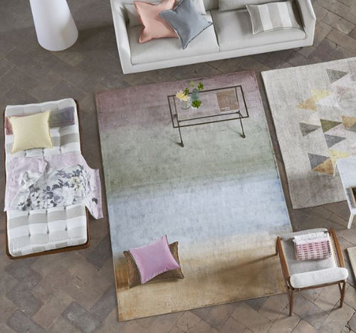 Tapis contemporain - MONTMARTRE ZINC - DESIGNERS GUILD - à rayures / en lin / en velours