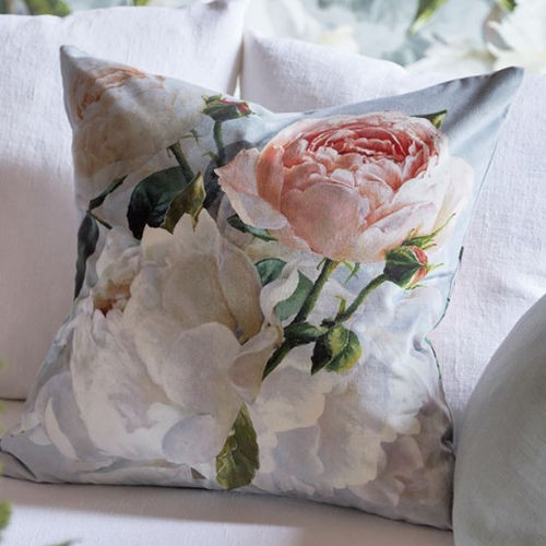 Coussin carré - PEONIA GRANDE ZINC - DESIGNERS GUILD - à motif floral / multicolore