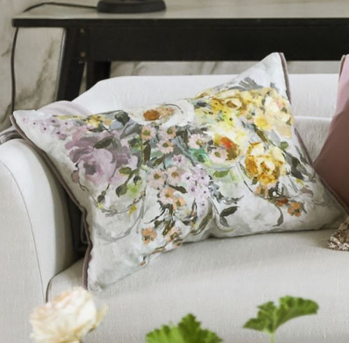 Coussin rectangulaire - VERONESE - DESIGNERS GUILD - à motif floral / en lin / multicolore