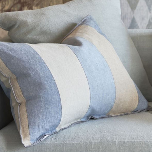 Coussin rectangulaire - BRERA GESSATO - DESIGNERS GUILD - à rayures / en lin / blanc
