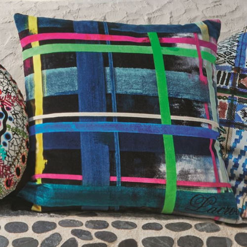 Coussin carré - L'ENTRELAC MULTICOLORE - DESIGNERS GUILD - à motif / en coton / multicolore