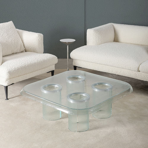 Table basse moderne - COUPELLE - DRIADE - en verre / avec piètement en verre / carrée