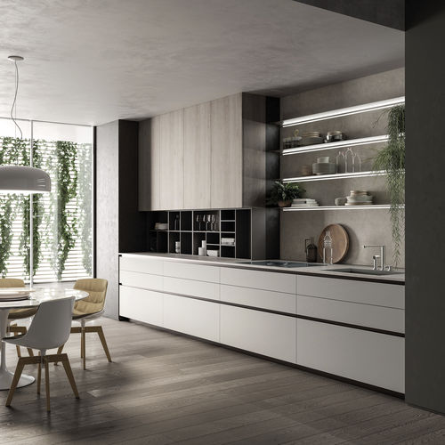 Cuisine contemporaine - EØ - EFFETI INDUSTRIE - en placage de bois / en aluminium / en stratifié