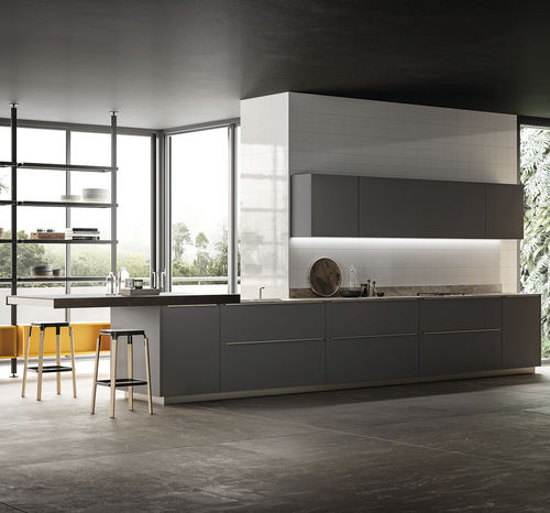 Cuisine contemporaine - Luce - EFFETI INDUSTRIE - en châtaignier / en verre / en marbre